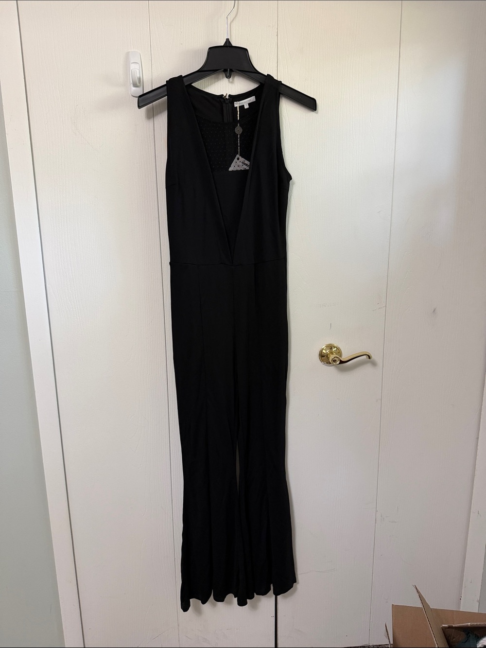 Patrizia Pepe Black Deep V-Neck Sleeveless Jumpsuit